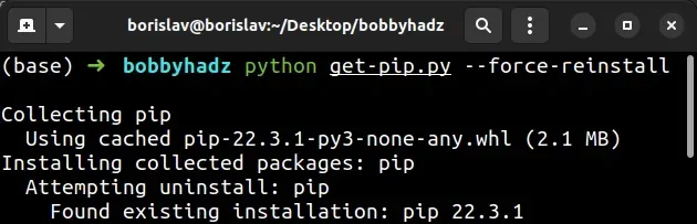 using get pip script to install pip