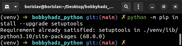 upgrade setuptools using python m pip