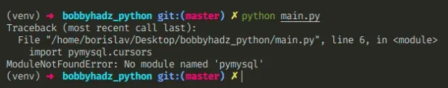 no module named pymysql