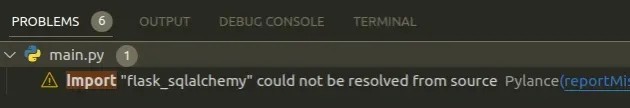 import flask sqlalchemy could not be resolved from source