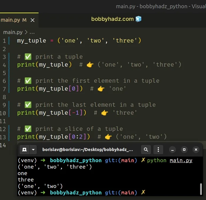 How to Print tuples elements in Python | bobbyhadz