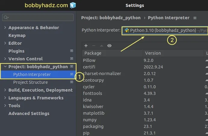 select correct python interpreter in pycharm