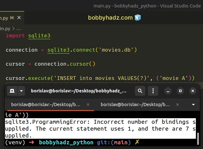 Sqlite3 Error: Incorrect Number Of Bindings Supplied | Bobbyhadz