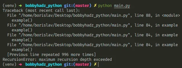 Python) Recursionerror: Maximum Recursion Depth Exceeded | Bobbyhadz