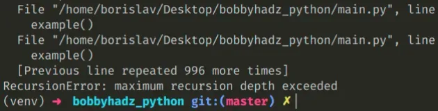 Python) Recursionerror: Maximum Recursion Depth Exceeded | Bobbyhadz