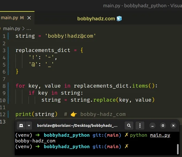 replace multiple characters in string using dictionary of replacements