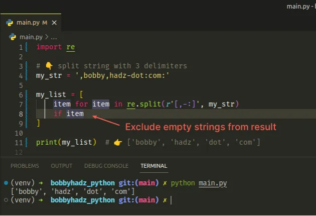 exclude empty strings from result