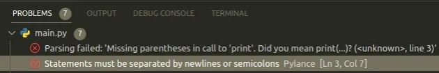 statements must be separated by newlines or semicolons