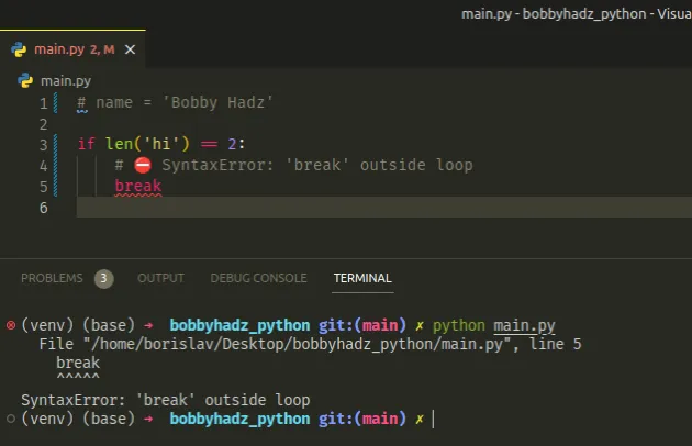 Syntaxerror: 'Break' Outside Loop In Python [Solved] | Bobbyhadz