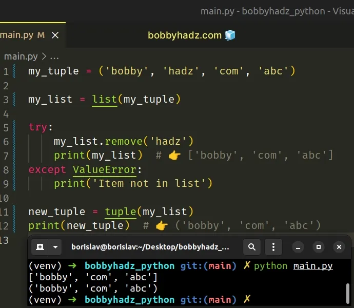 how-to-remove-an-element-from-a-tuple-in-python-bobbyhadz