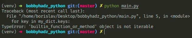 typeerror builtin function or method object is not iterable