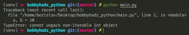 typeerror cannot unpack non iterable int object