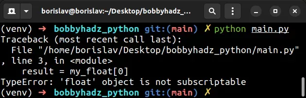 Typeerror: 'Float' Object Is Not Subscriptable In Python | Bobbyhadz