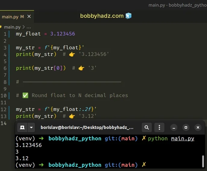 using formatted string literal to convert float to string