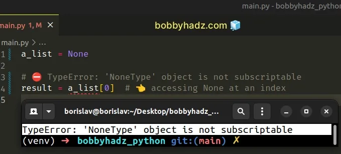 nonetype object is not subscriptable