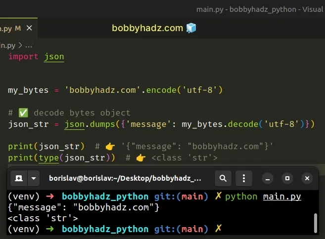 Typeerror Object Of Type Bytes Is Not Json Serializable Bobbyhadz