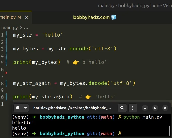 using bytes decode method to convert bytes to string