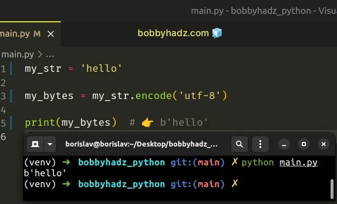 using str encode method to convert string to bytes