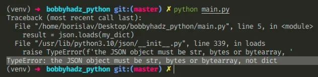 typeerror the json object must be str bytes or bytearray not dict