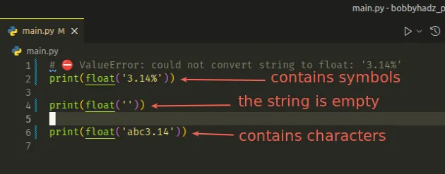 Valueerror: Could Not Convert String To Float In Python | Bobbyhadz