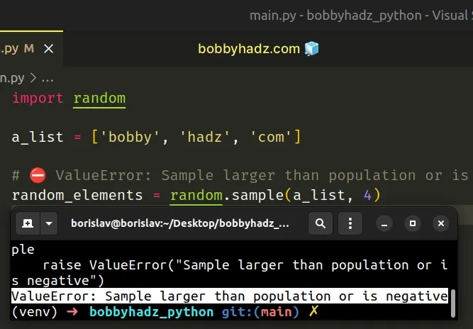 using random sample incorrectly