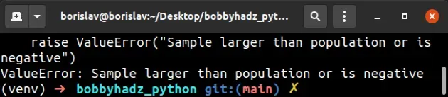 valueerror sample larger than population or is negative