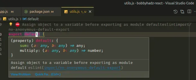 assign object to variable before exporting as default