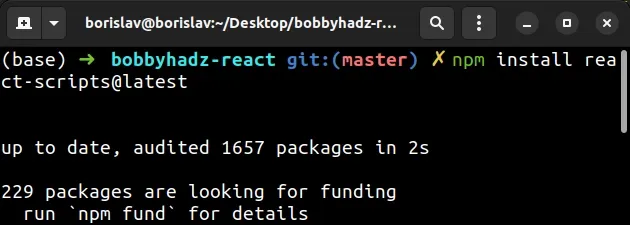 npm install react scripts latest