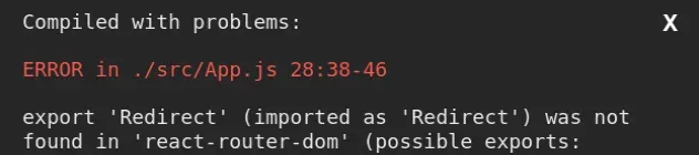 export redirect was not found in react router dom