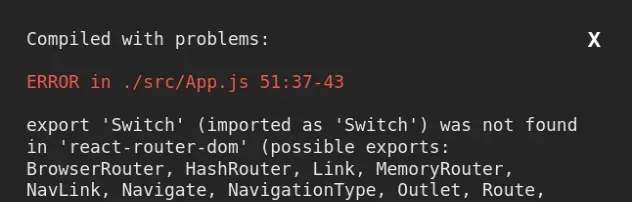 export switch imported as switch not found