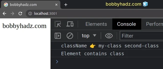 get class name of element using ref