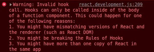 invalid hook call hooks can only be called