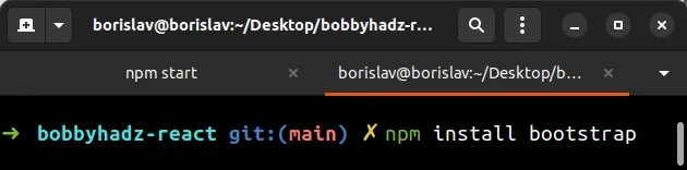 npm install bootstrap
