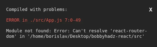 module not found cant resolve react router dom