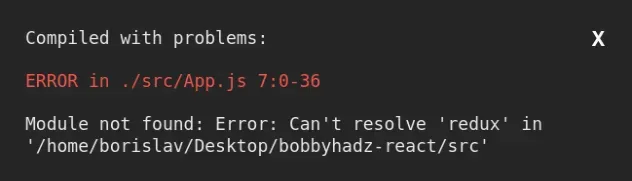 module not found cant resolve redux