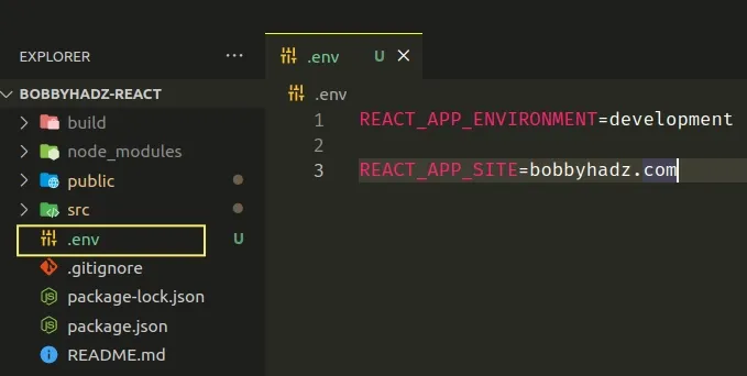 start environment variables with react app