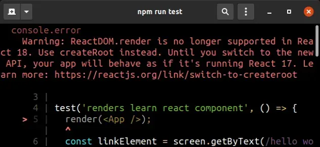 react testing library reactdom render not supported