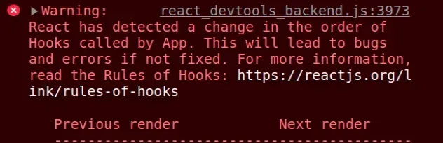 react has detected change in order of hooks