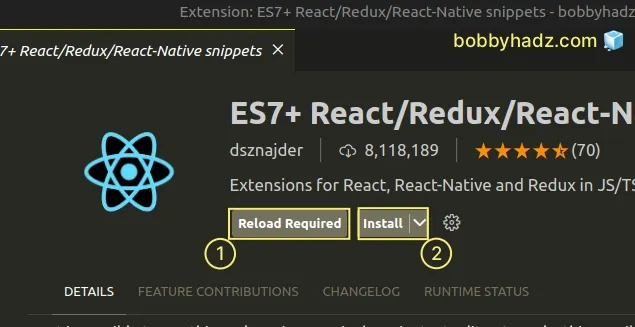 reload and install extension