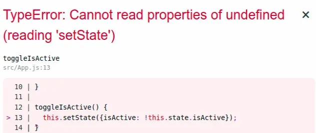 typeerror cannot read property setstate of undefined
