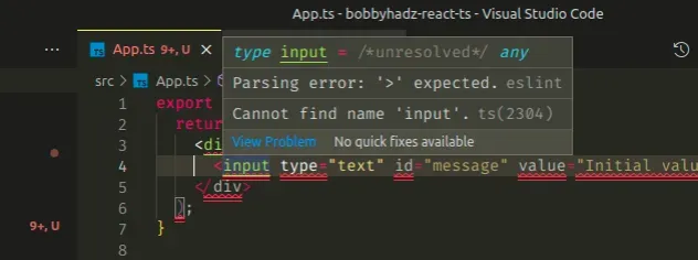 typescript react cannot find name