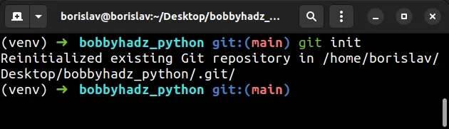 reinitialized existing git repository