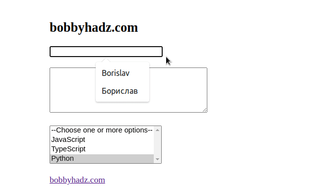outline displayed around input boxes and links