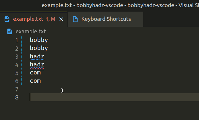 delete duplicate lines using custom keyboard shortcut
