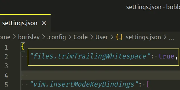 set files trim trailing whitespace to true