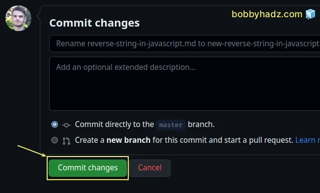 click commit changes button