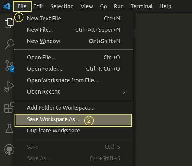 click file save workspace as