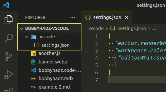 create vscode settings json file under root directory