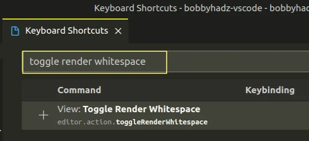 search toggle render whitespace