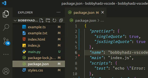 update prettier configuration in package json